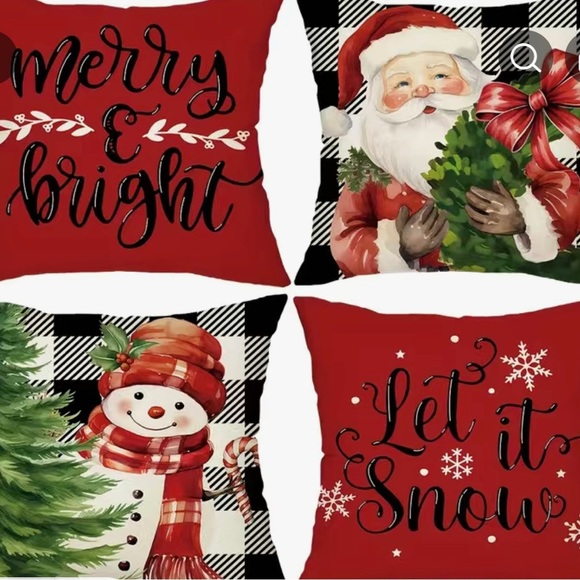 Other - Christmas Pillowcases,17.7x17.7 Inch, Set Of 4, Pillow Inserts Not included B26